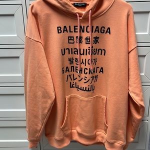 Balenciaga paris languages hoodie peach large